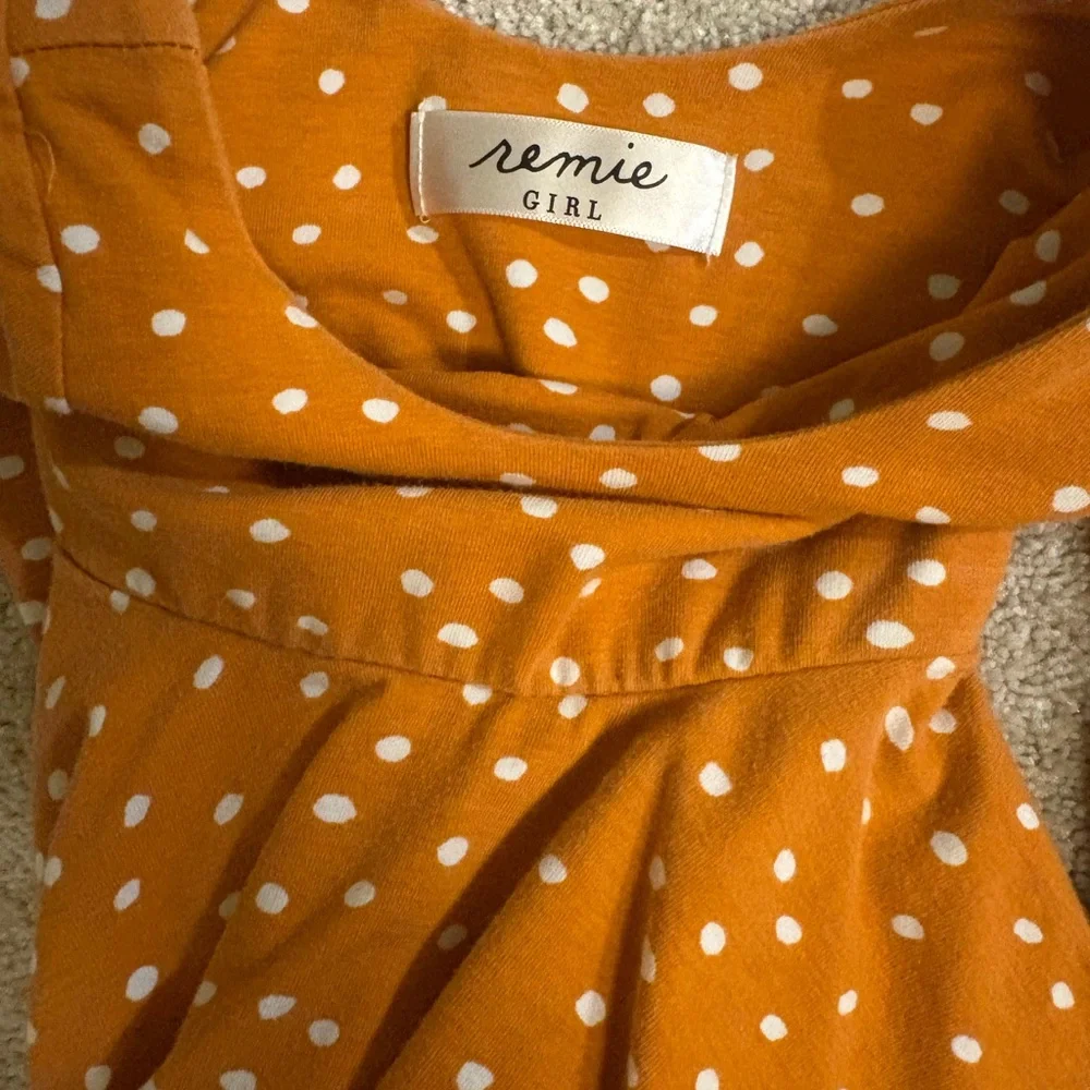 Remie girl size 2t Girls' Orange Polka Dot Long-Sleeve Skater Dress